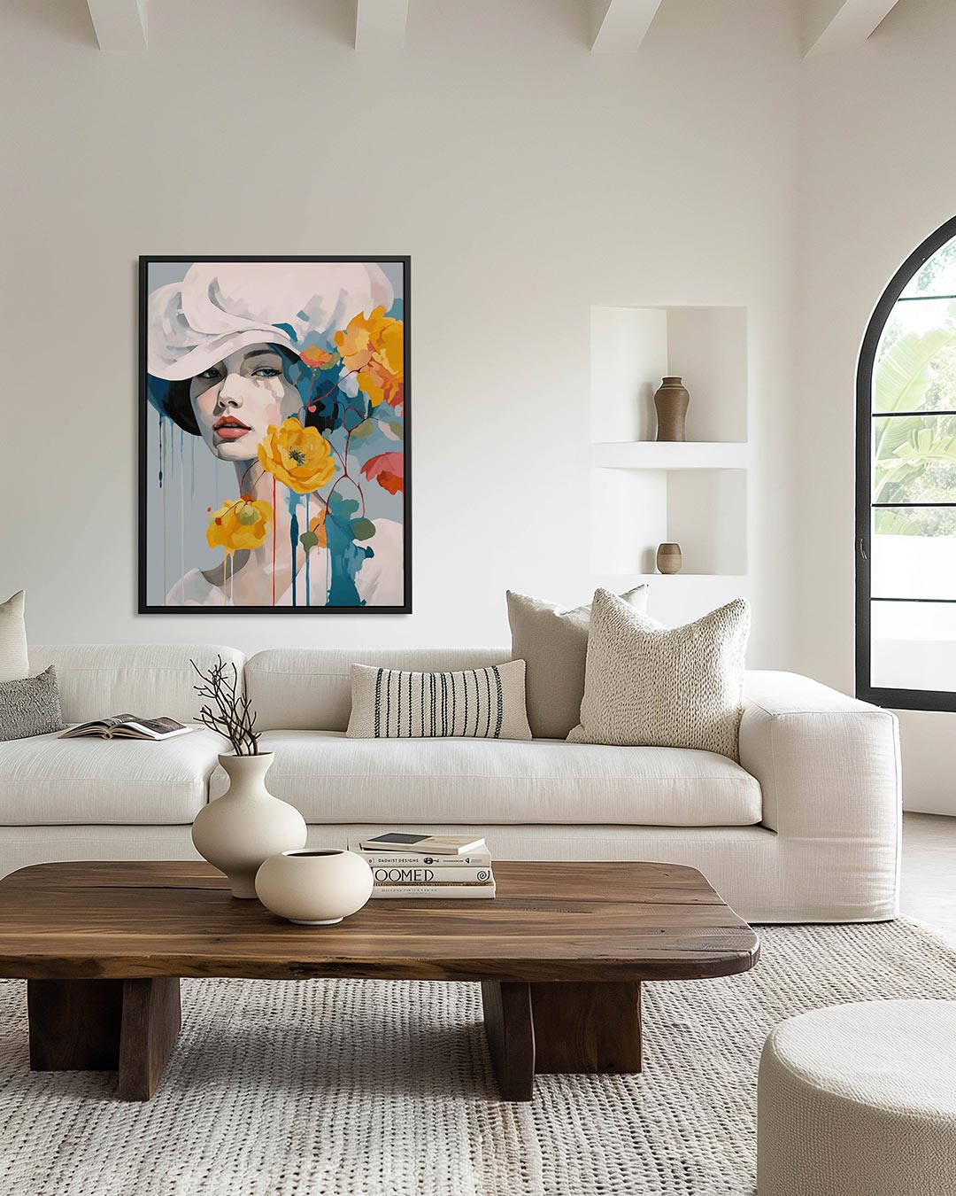 Vrouw met bloemen Kunstwerk