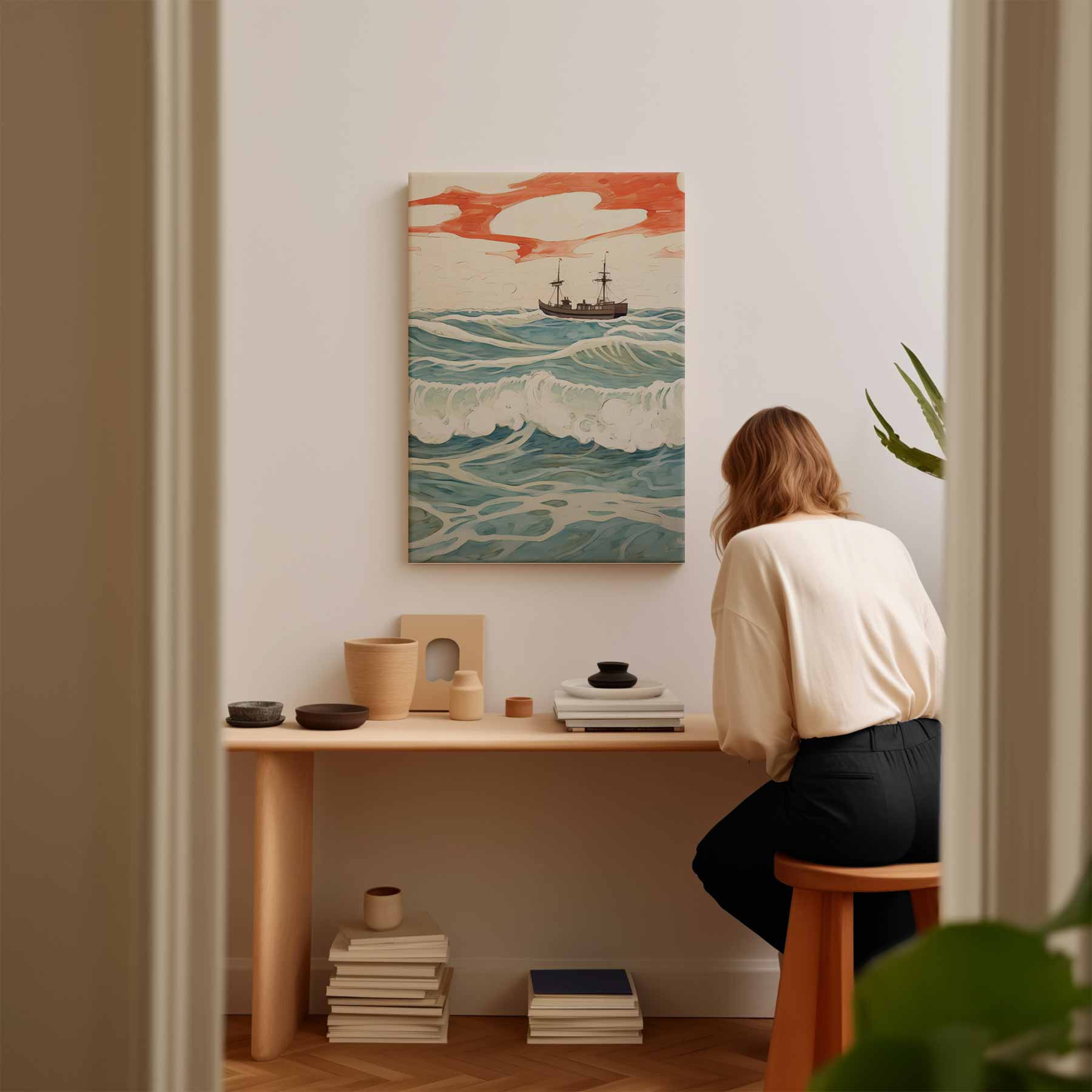 Golven en Horizon Kunstwerk-canvas-dibond-plexiglas-wanddecoratie-WallArtistic
