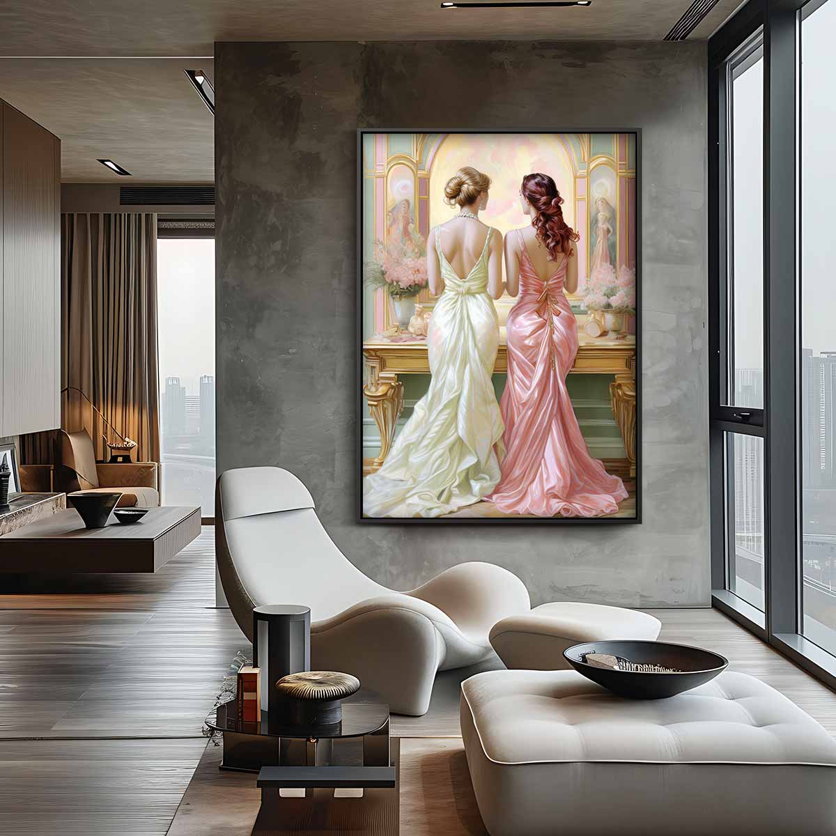 Elegante Avond in Pastel Kunstwerk-canvas-dibond-plexiglas-wanddecoratie-WallArtistic