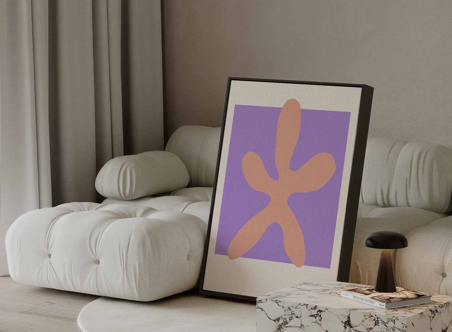Zachte Vorm op Paarse Achtergrond Kunstwerk-canvas-dibond-plexiglas-wanddecoratie-WallArtistic