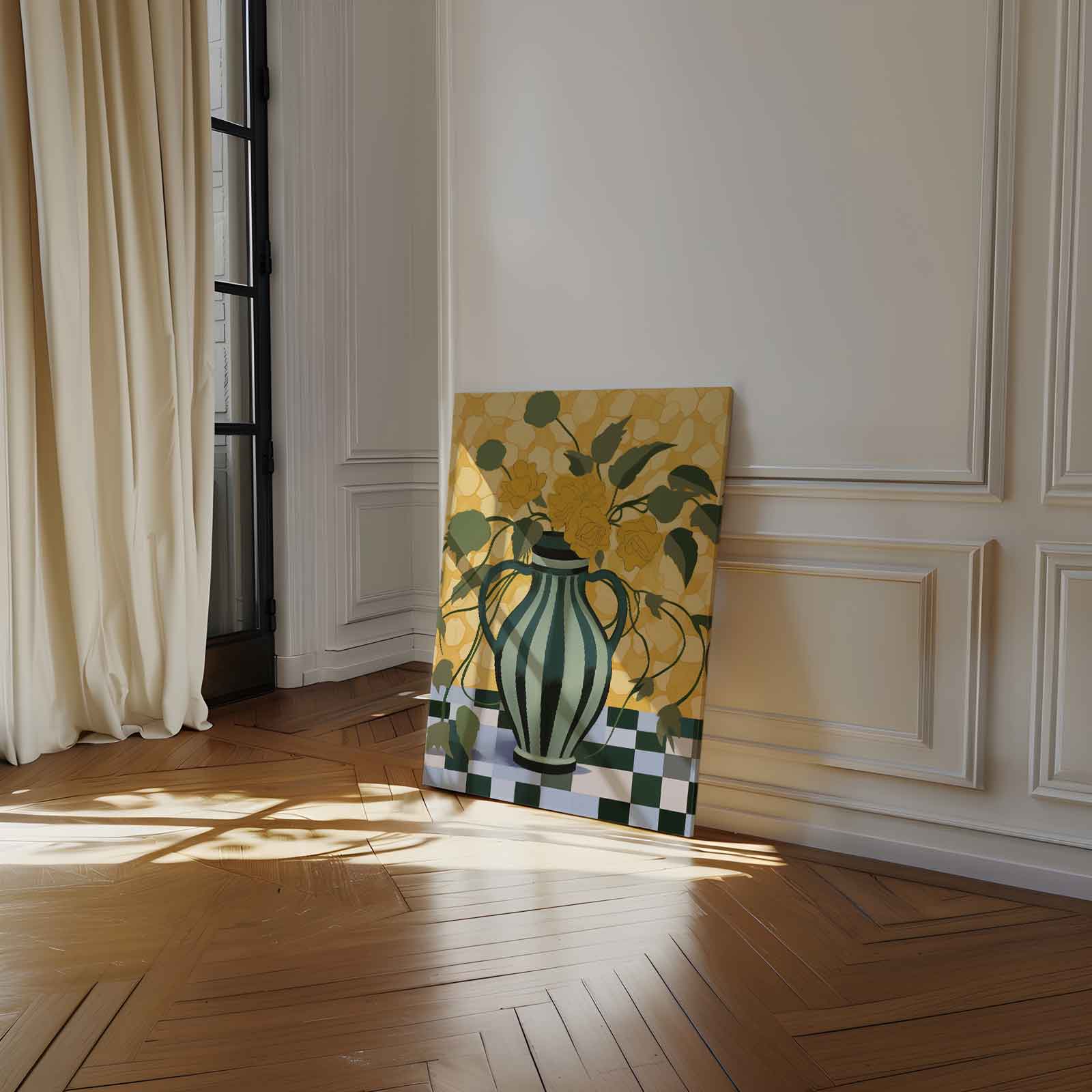 Gouden Bloemendroom Kunstwerk-canvas-dibond-plexiglas-wanddecoratie-WallArtistic