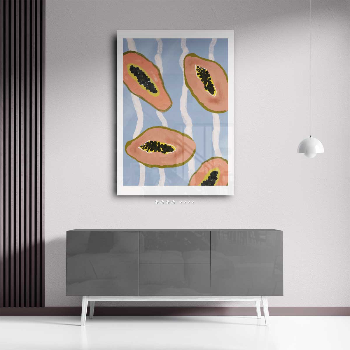 Tropische Papaya Vibes Kunstwerk-canvas-dibond-plexiglas-wanddecoratie-WallArtistic