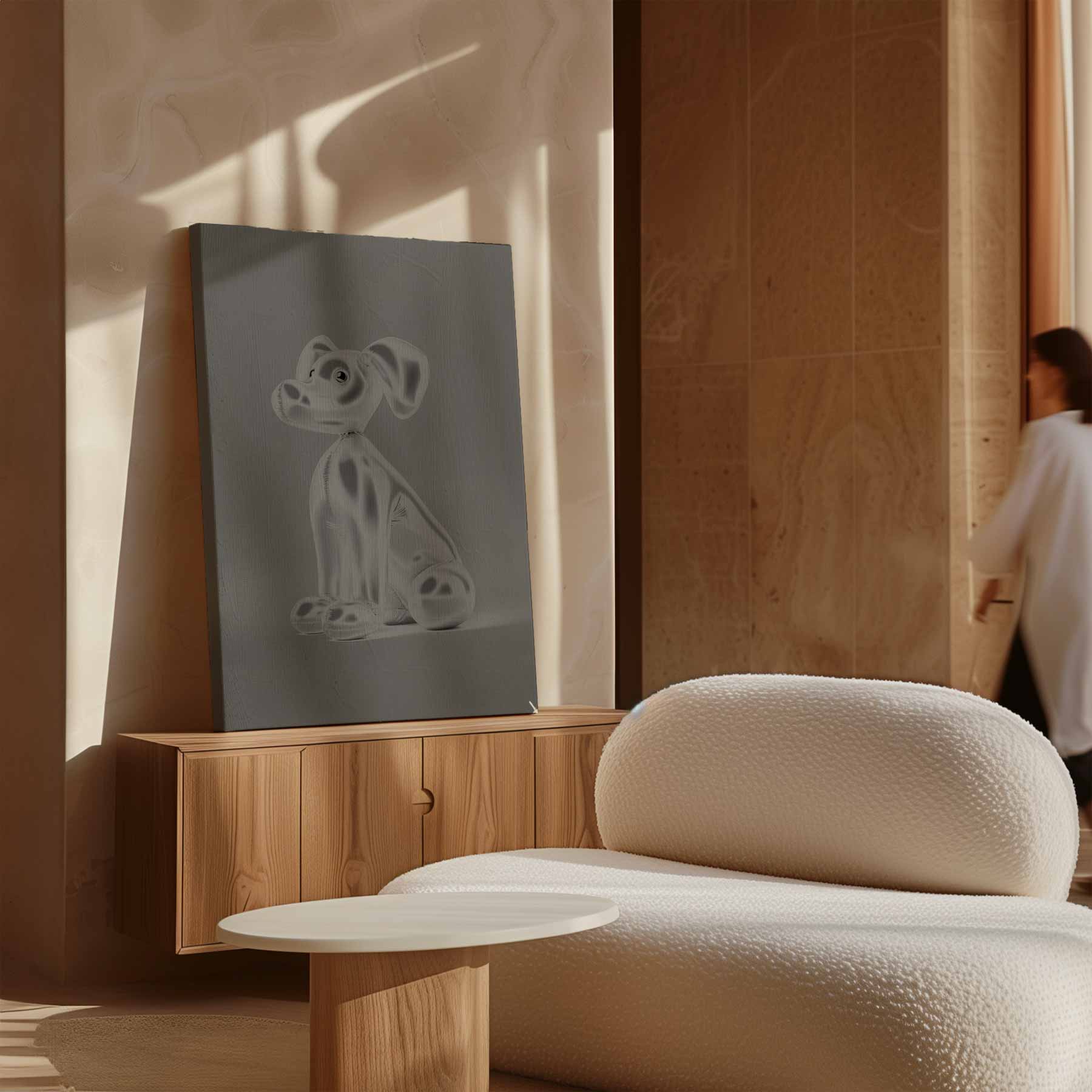 Opblaasbare Hond Sculptuur Kunstwerk-canvas-dibond-plexiglas-wanddecoratie-WallArtistic