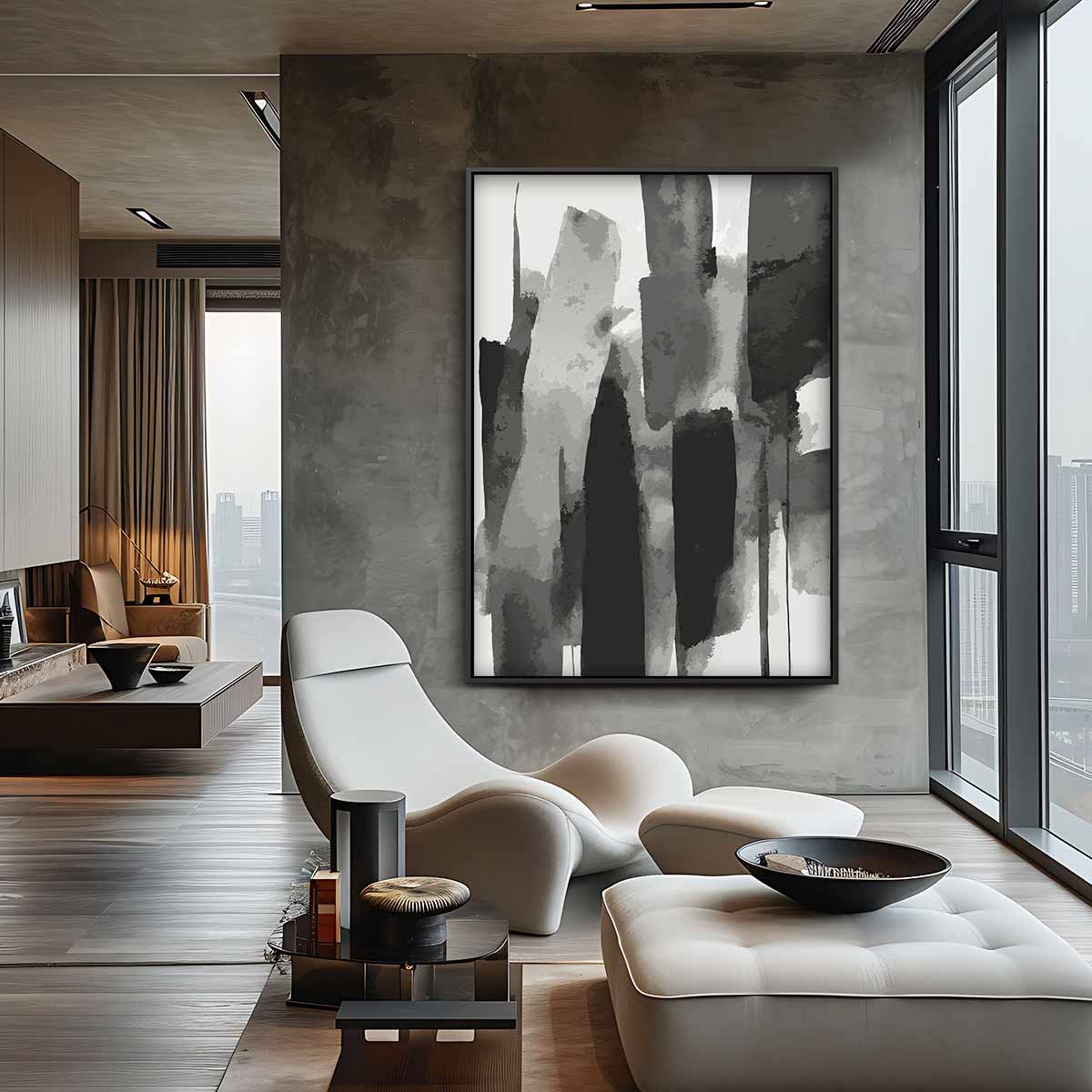 Abstracte Stijlvolle Streken Kunstwerk-canvas-dibond-plexiglas-wanddecoratie-WallArtistic