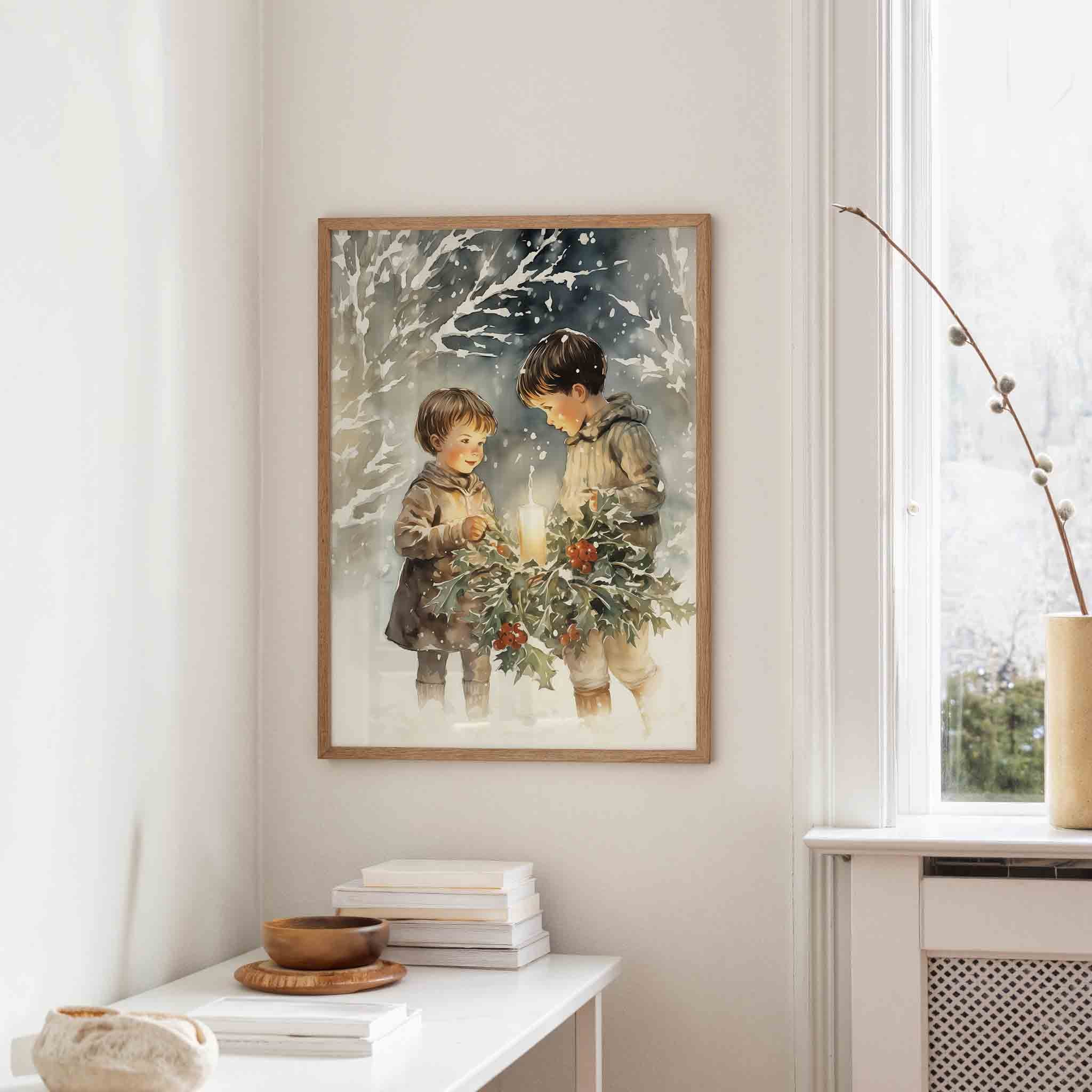 Kinderen met kaars Poster