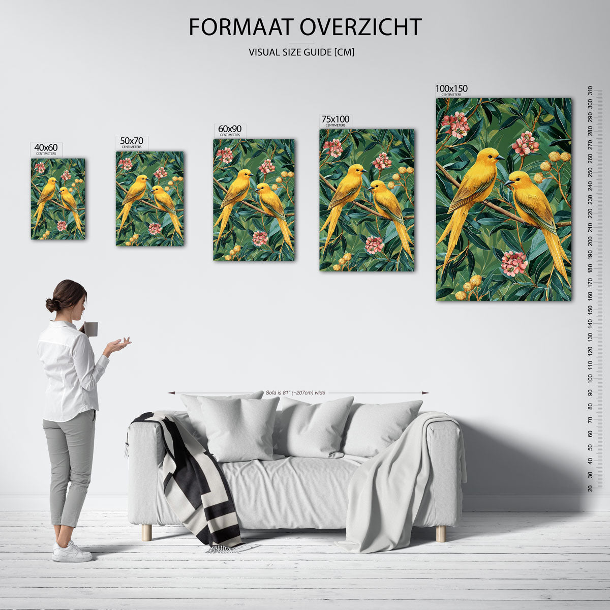 Vogels en bloemen Kunstwerk