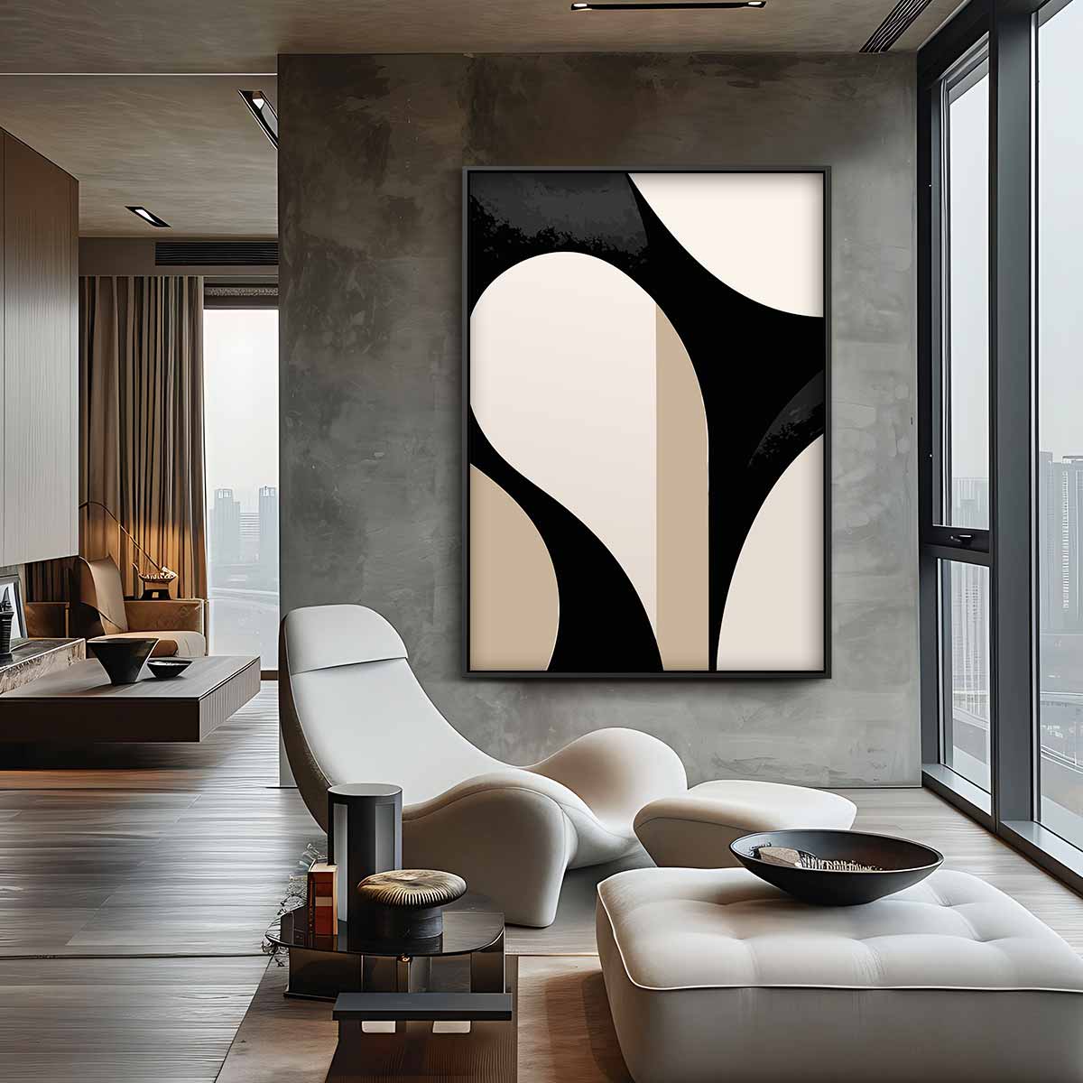 Elegante Abstractie in Beweging Kunstwerk-canvas-dibond-plexiglas-wanddecoratie-WallArtistic