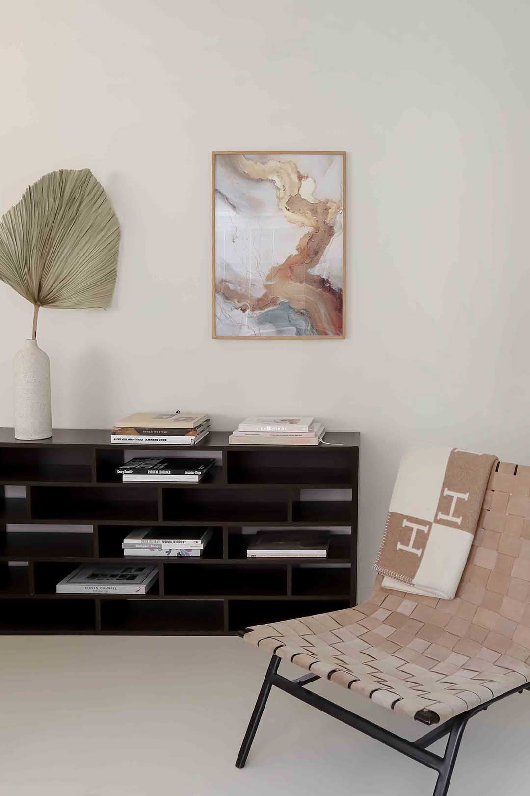 Abstracte beige en grijze Poster
