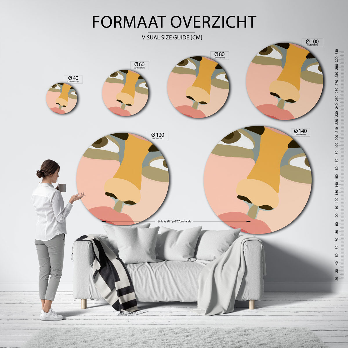 Abstract gezicht Muurcirkel
