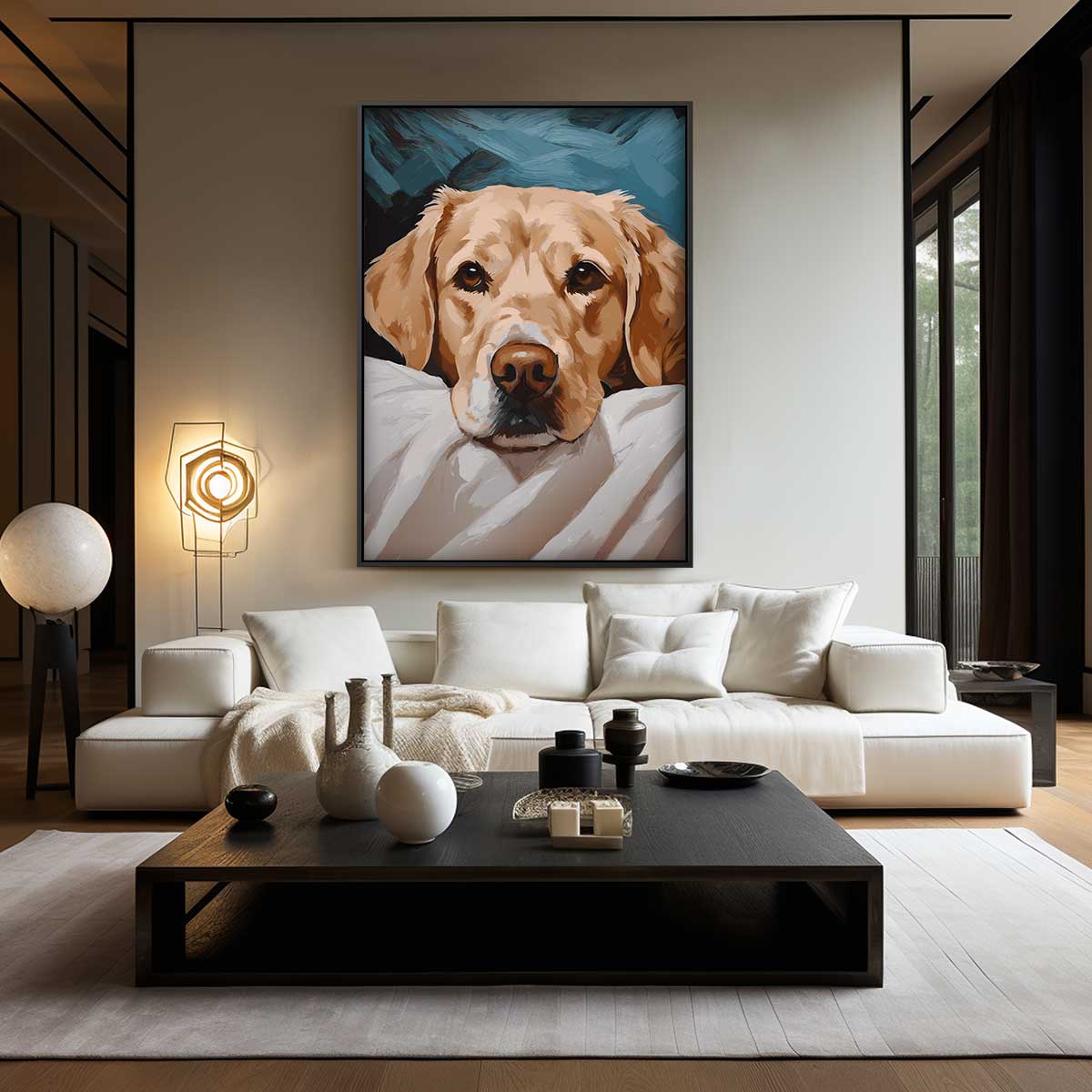 Dromerige Labradoodle Kunstwerk-canvas-dibond-plexiglas-wanddecoratie-WallArtistic