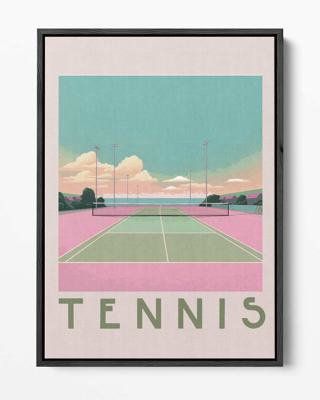 Kleurrijke Tennisbaan Zonsondergang Kunstwerk-canvas-dibond-plexiglas-wanddecoratie-WallArtistic