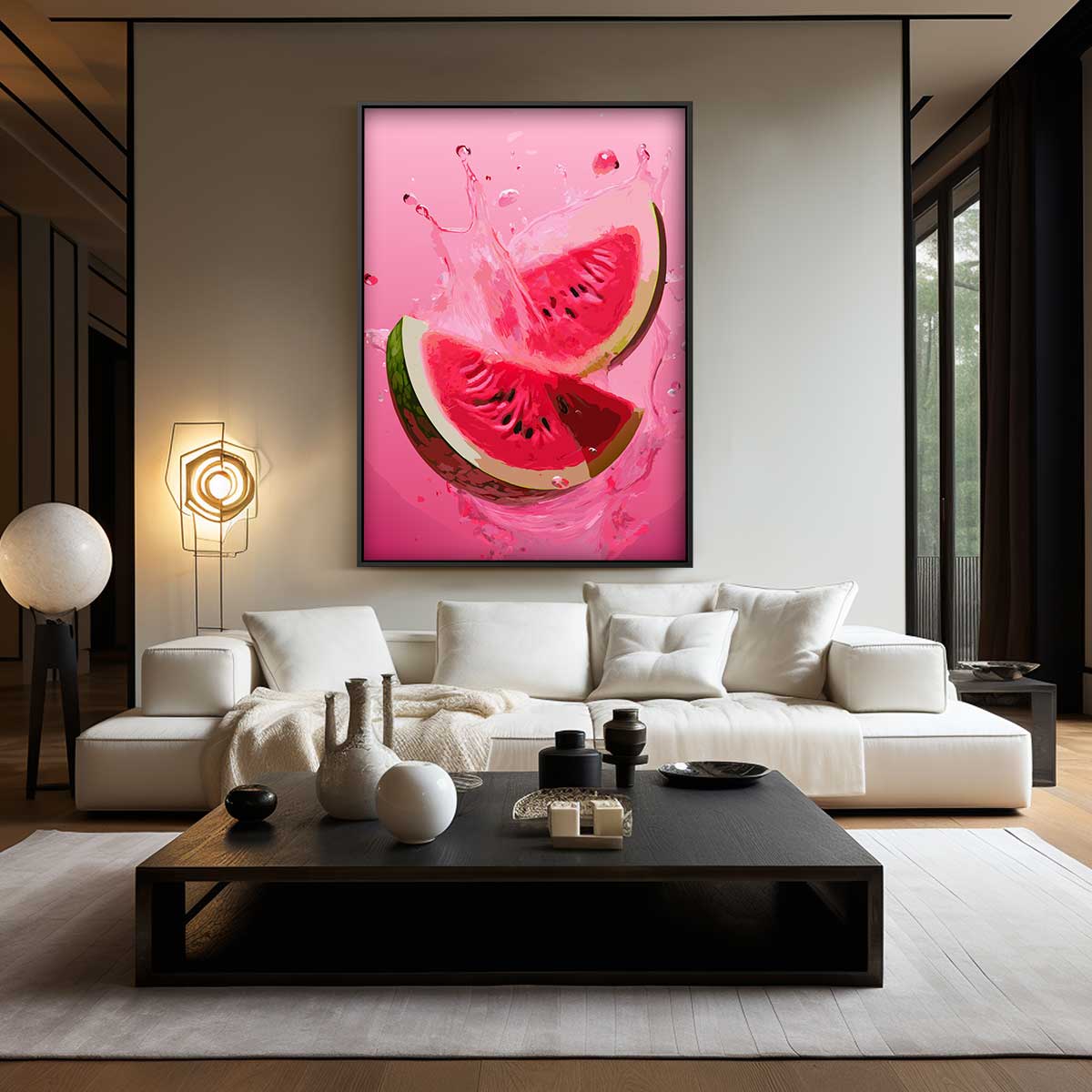 Spetterende Watermeloen Kunstwerk Kunstwerk-canvas-dibond-plexiglas-wanddecoratie-WallArtistic