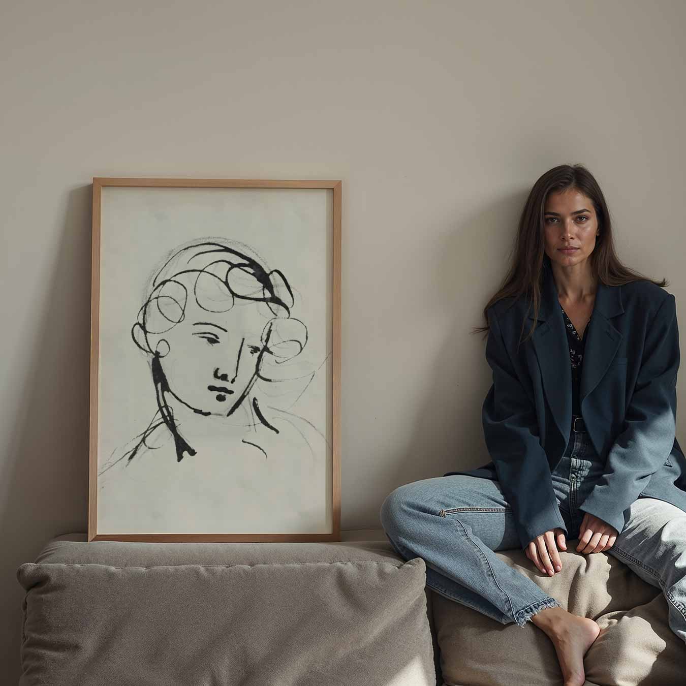 Elegante Lijntekening Vrouw Poster