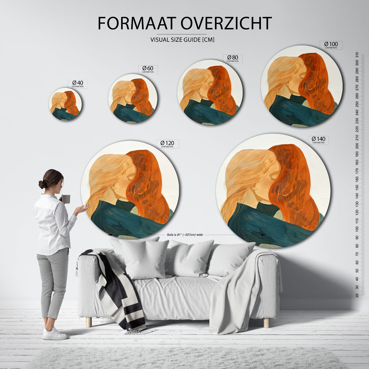Omhelzende figuren Muurcirkel