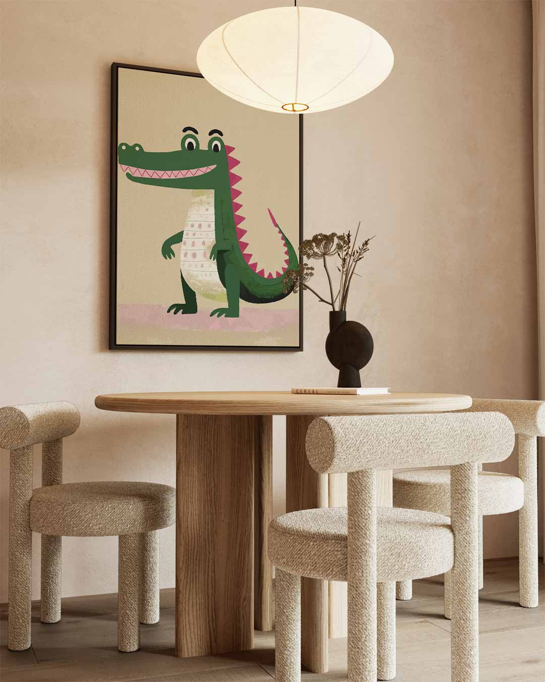 Lachende Krokodil Illustratie Kunstwerk-canvas-dibond-plexiglas-wanddecoratie-WallArtistic