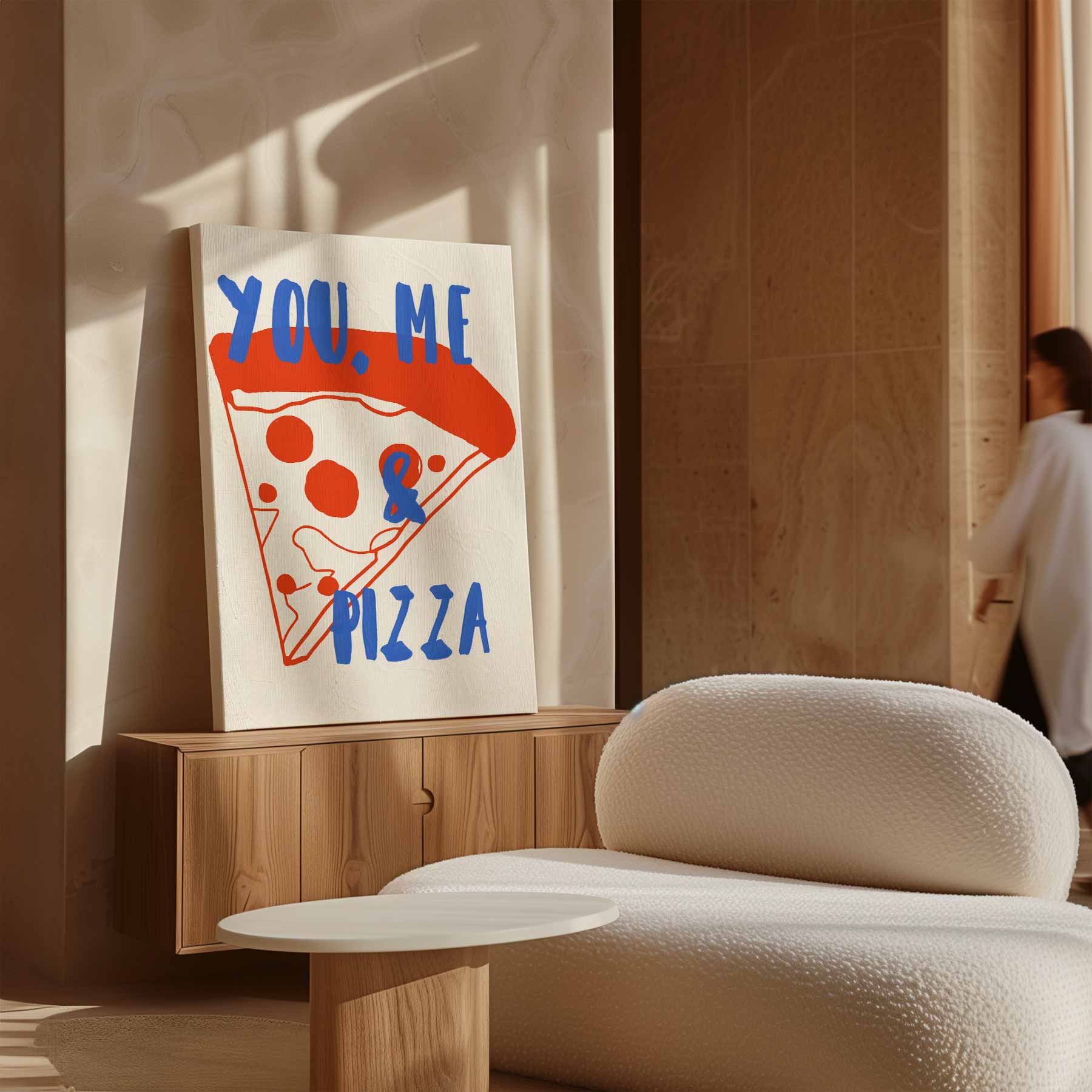 You, Me & Pizza Kunstwerk-canvas-dibond-plexiglas-wanddecoratie-WallArtistic
