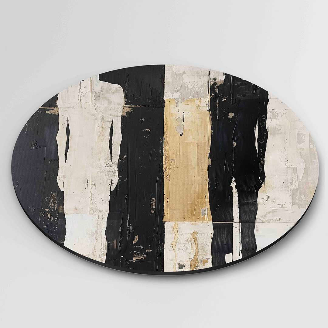 Silhouetten in zwart en beige Muurcirkel
