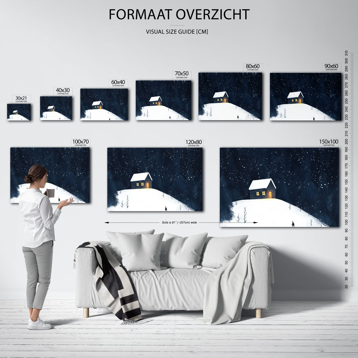 Winterlandschap met huis Poster