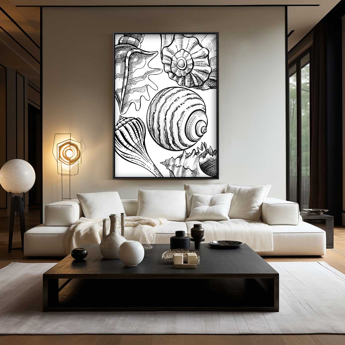 Schelpen Illustratie Kunstwerk-canvas-dibond-plexiglas-wanddecoratie-WallArtistic