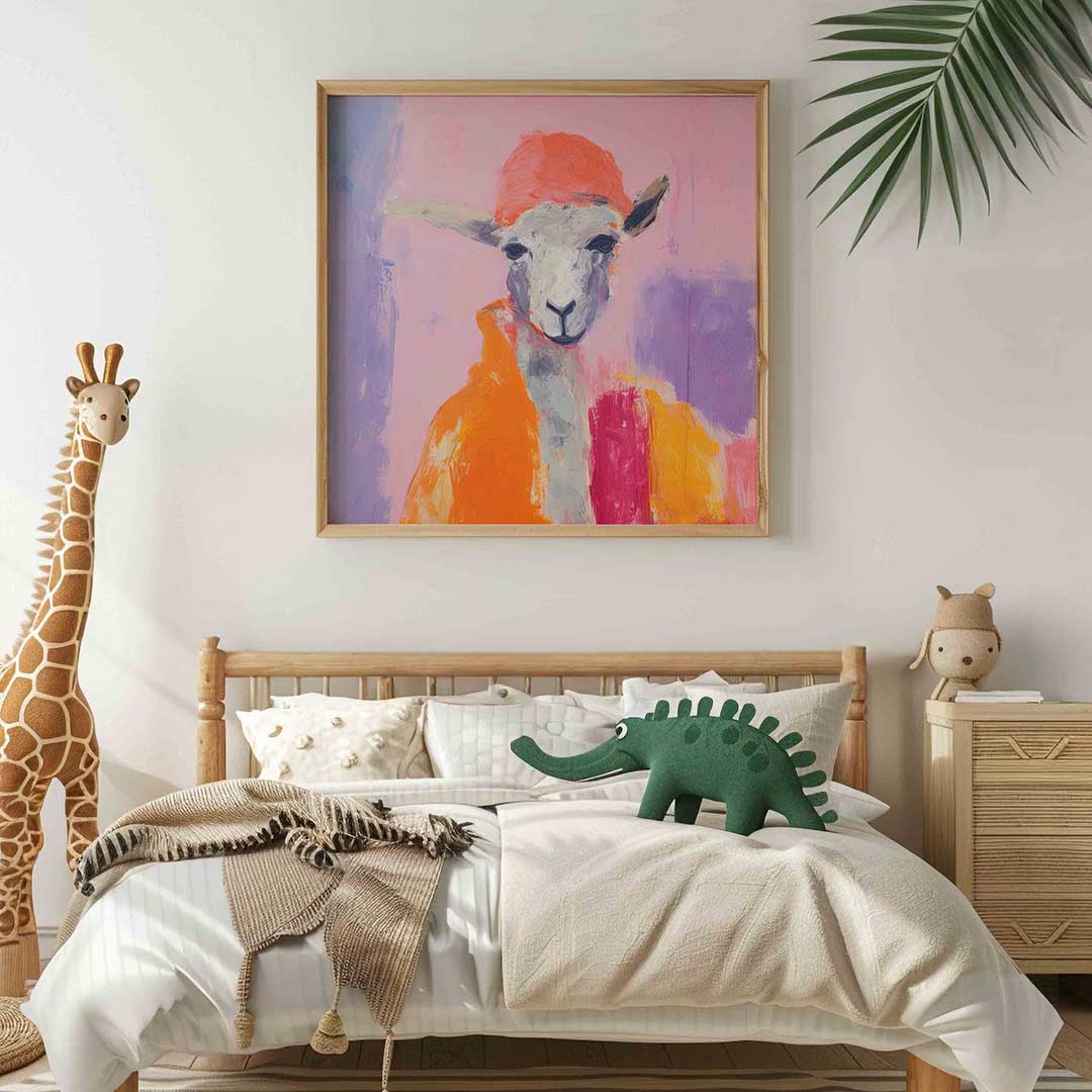 Schaap met oranje hoed Poster