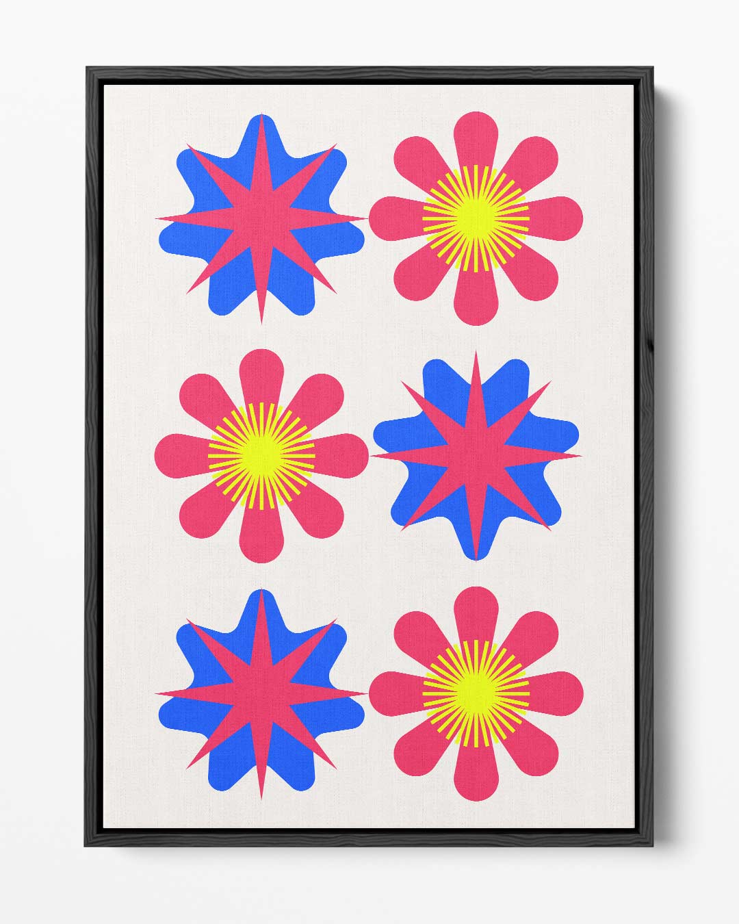 Vrolijke Bloemen- en Sterrenmix Kunstwerk-canvas-dibond-plexiglas-wanddecoratie-WallArtistic