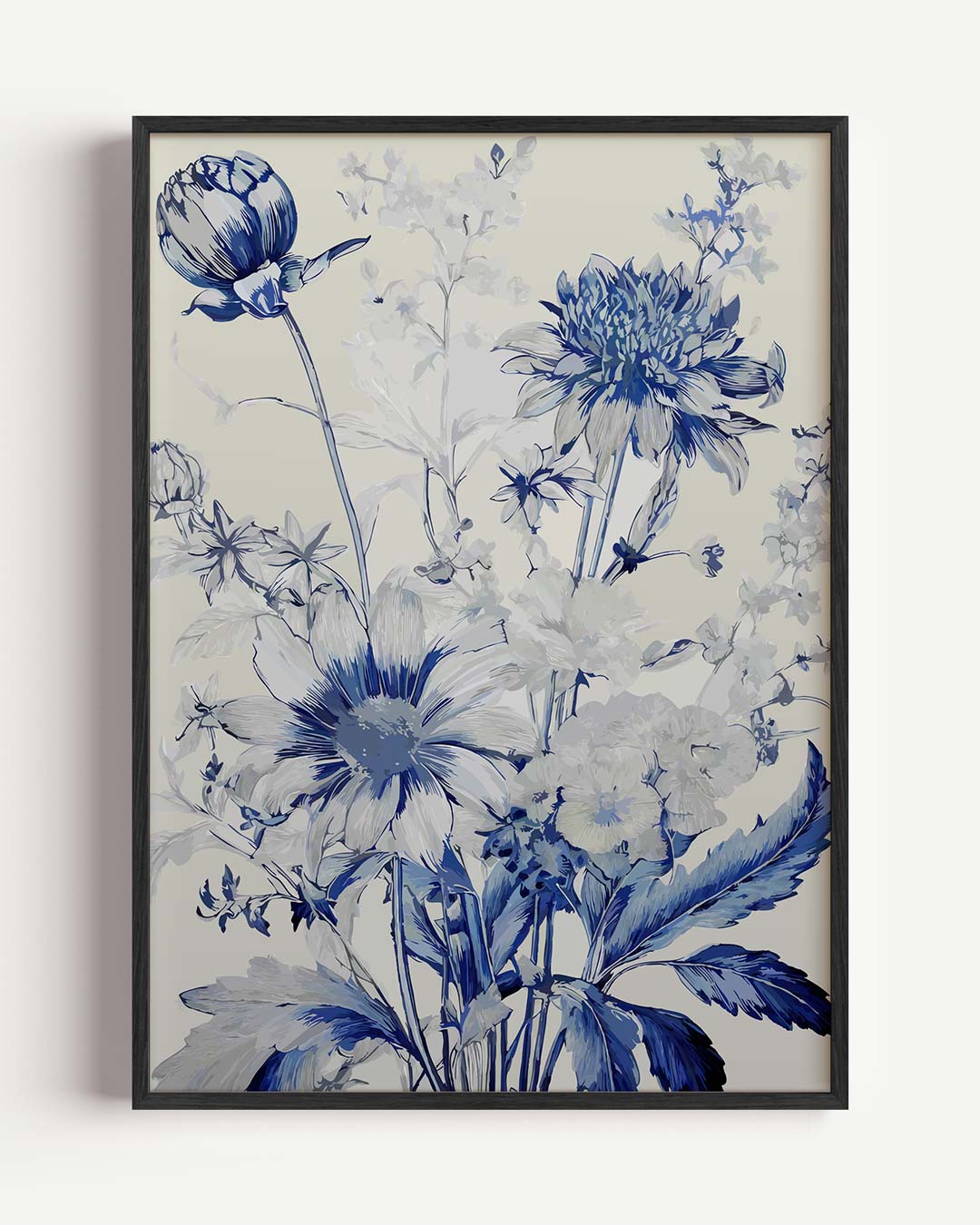 Bloemenpracht in Blauwtinten Poster