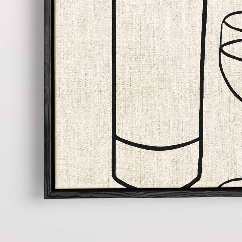 Wijn en Glas Minimalistische Lijntekening Kunstwerk-canvas-dibond-plexiglas-wanddecoratie-WallArtistic