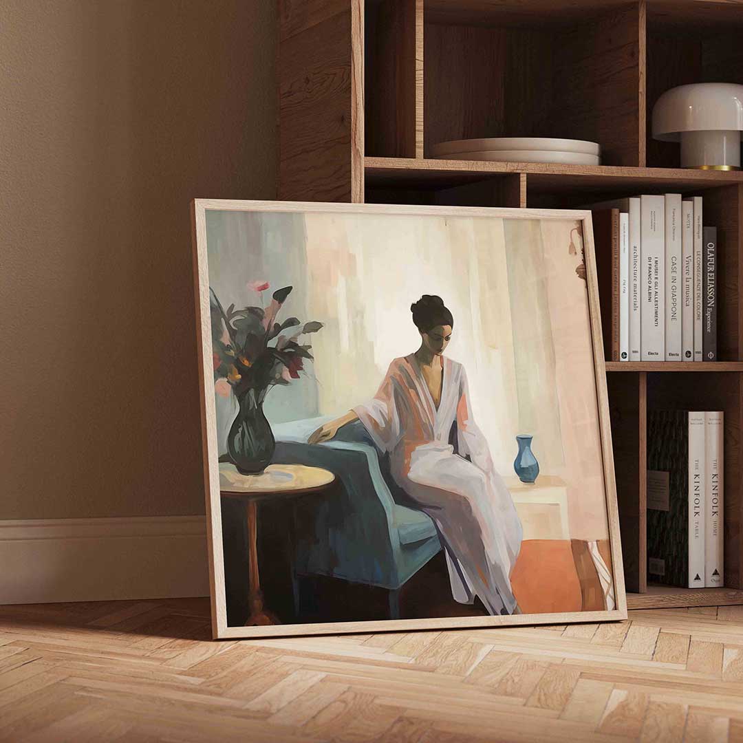 Vrouw in interieur Poster