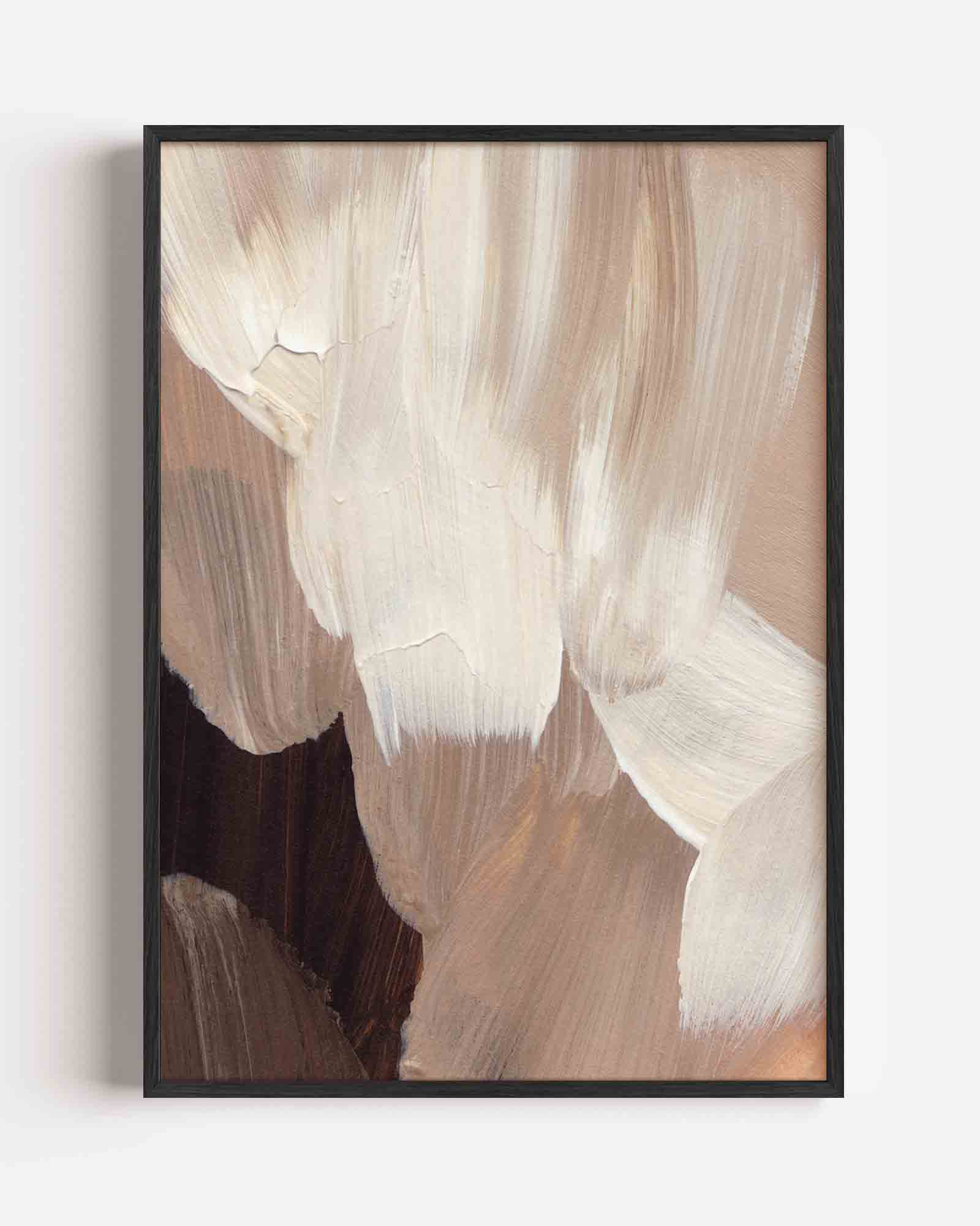 Abstracte beige penseelstreken Poster