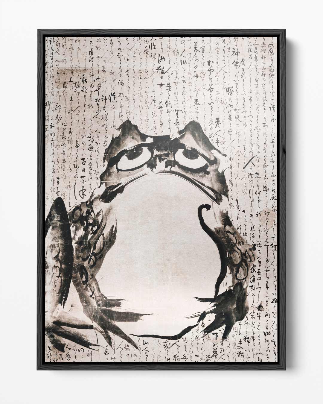 Kikker met Kalligrafie Kunstwerk-canvas-dibond-plexiglas-wanddecoratie-WallArtistic
