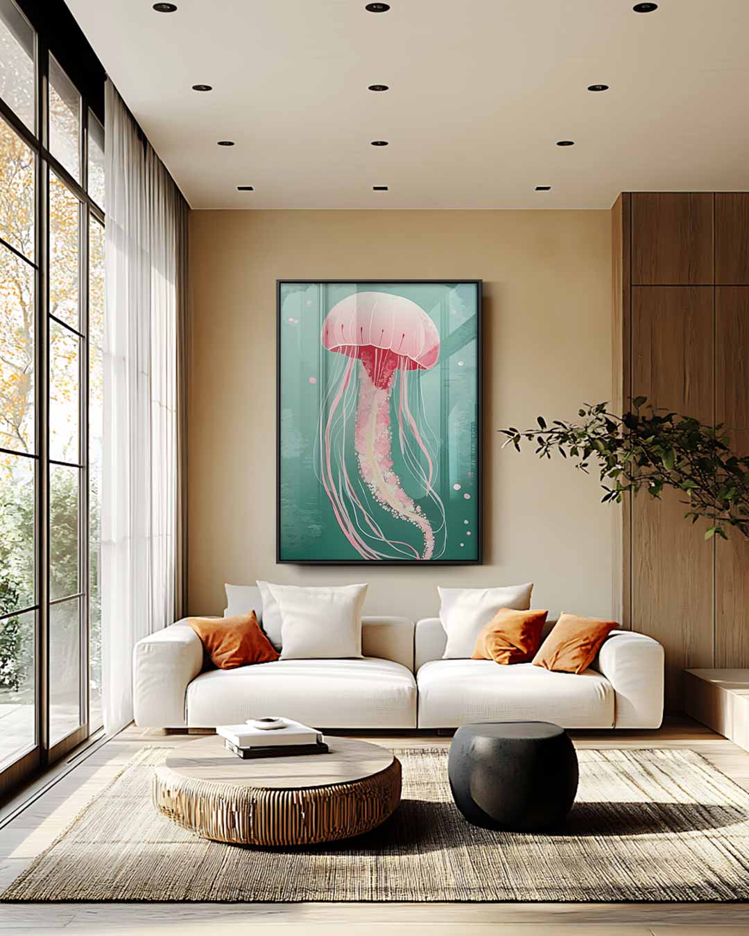 Dromerige Kwallenpracht Kunstwerk-canvas-dibond-plexiglas-wanddecoratie-WallArtistic
