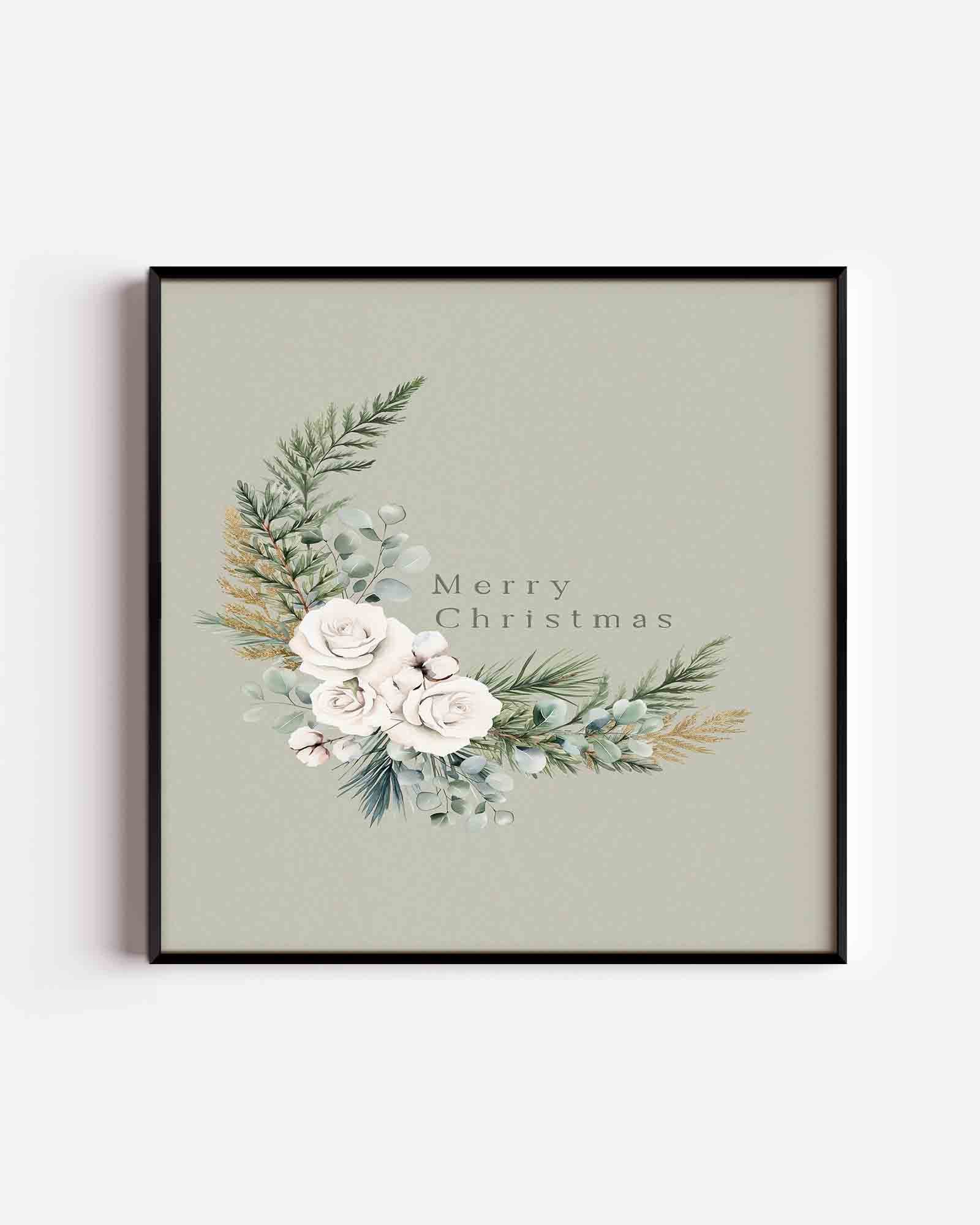 Kerstgroen en rozen Poster