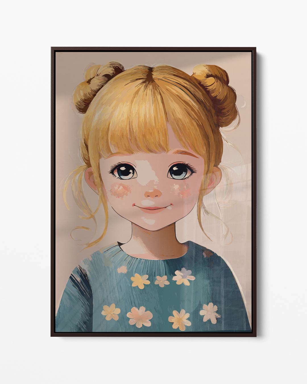 Dromerig Meisje met Bloemen Kunstwerk-canvas-dibond-plexiglas-wanddecoratie-WallArtistic
