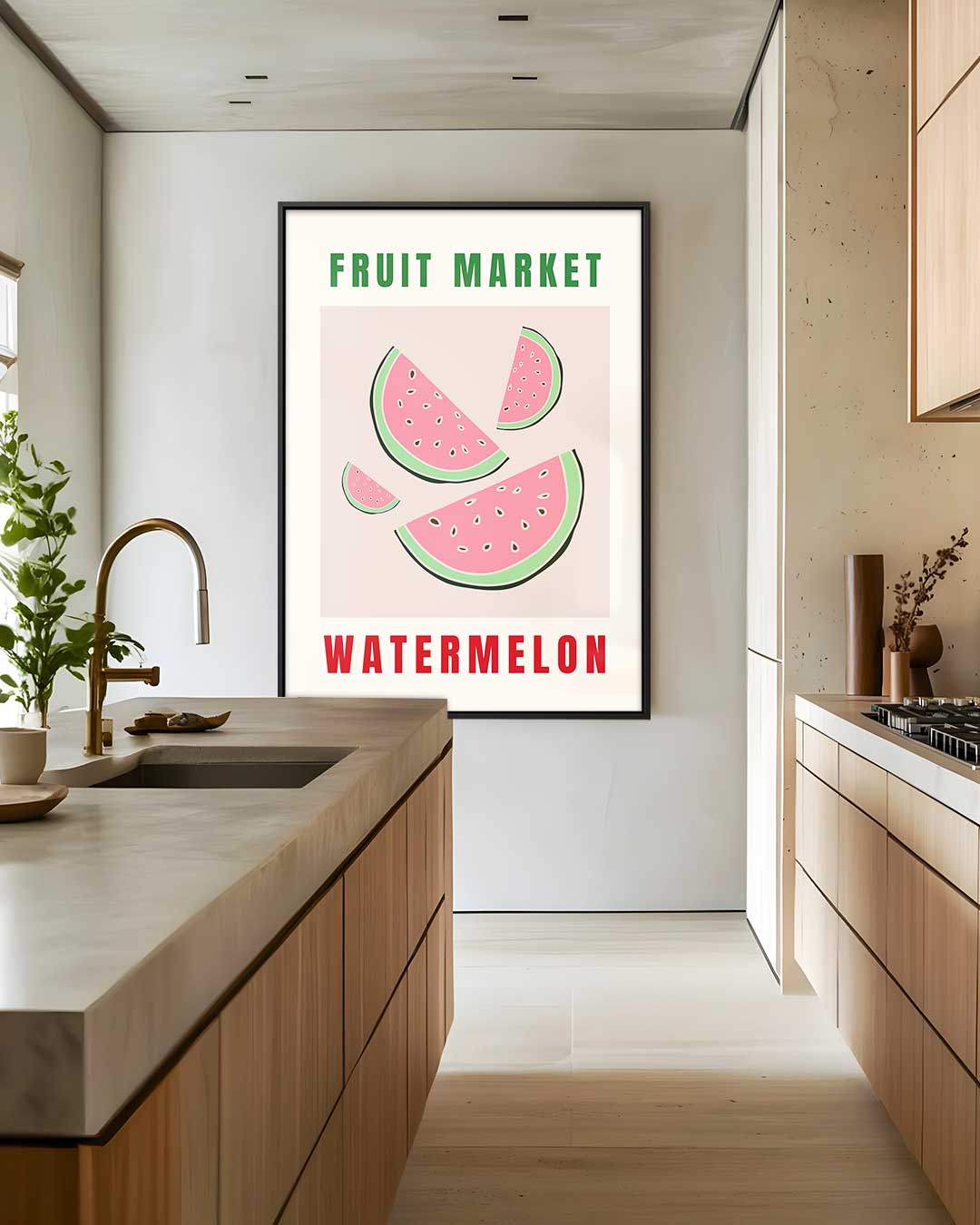 Zomerse Watermeloen Illustratie Kunstwerk-canvas-dibond-plexiglas-wanddecoratie-WallArtistic