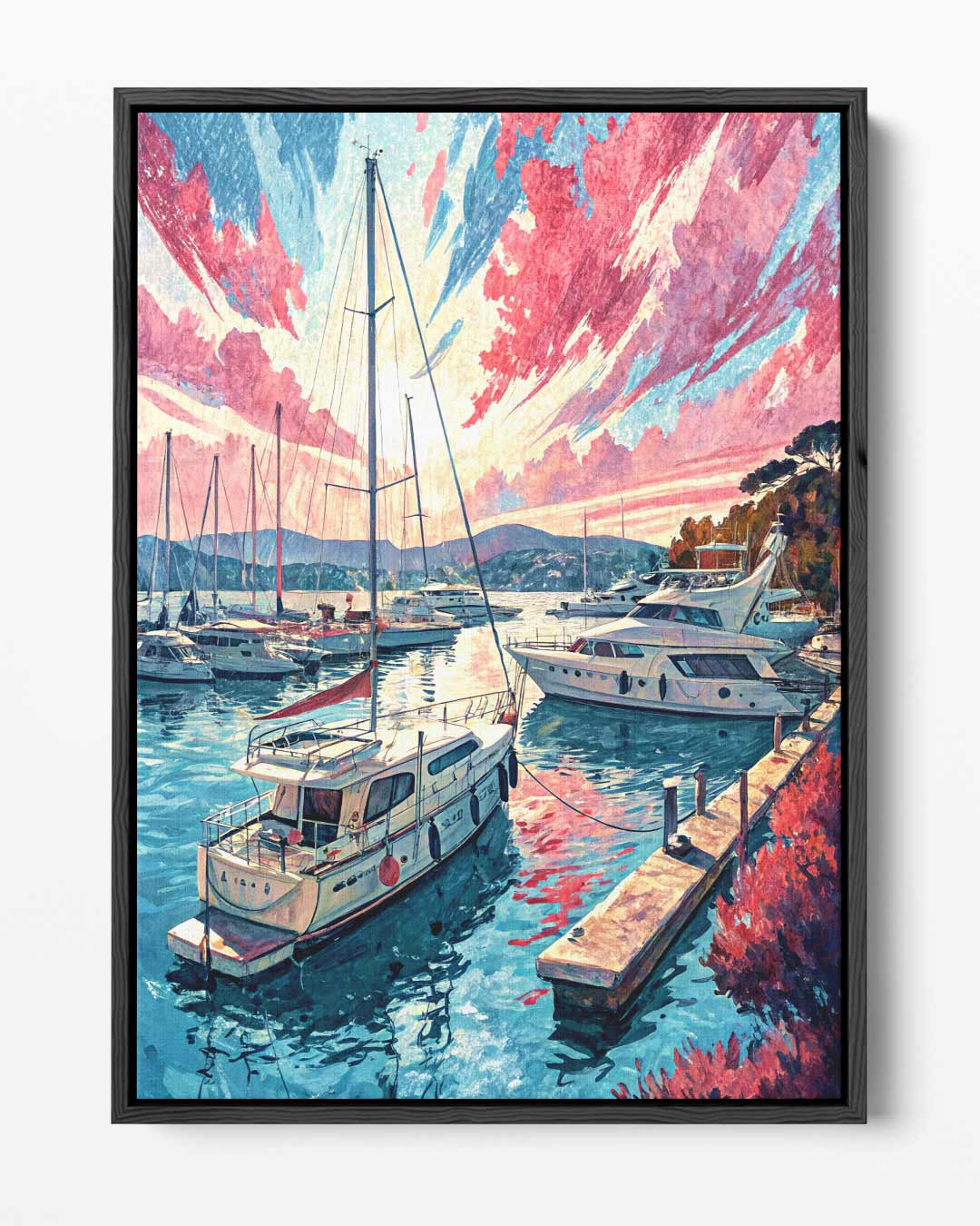 Magische Havenscène bij Zonsondergang Kunstwerk-canvas-dibond-plexiglas-wanddecoratie-WallArtistic