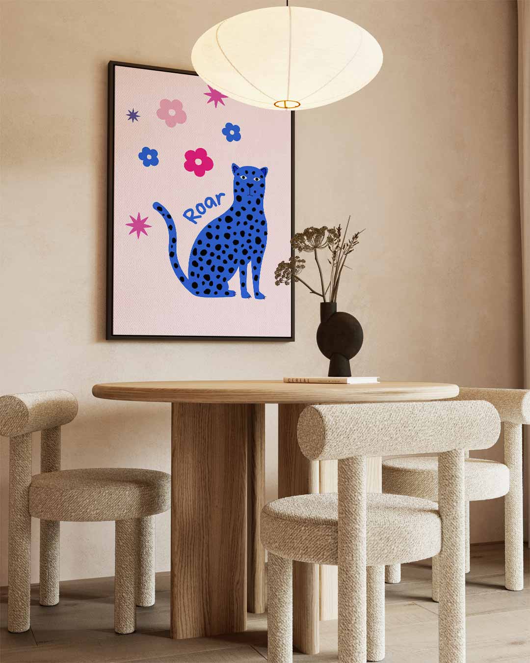 Speelse Luipaard Illustratie Kunstwerk-canvas-dibond-plexiglas-wanddecoratie-WallArtistic