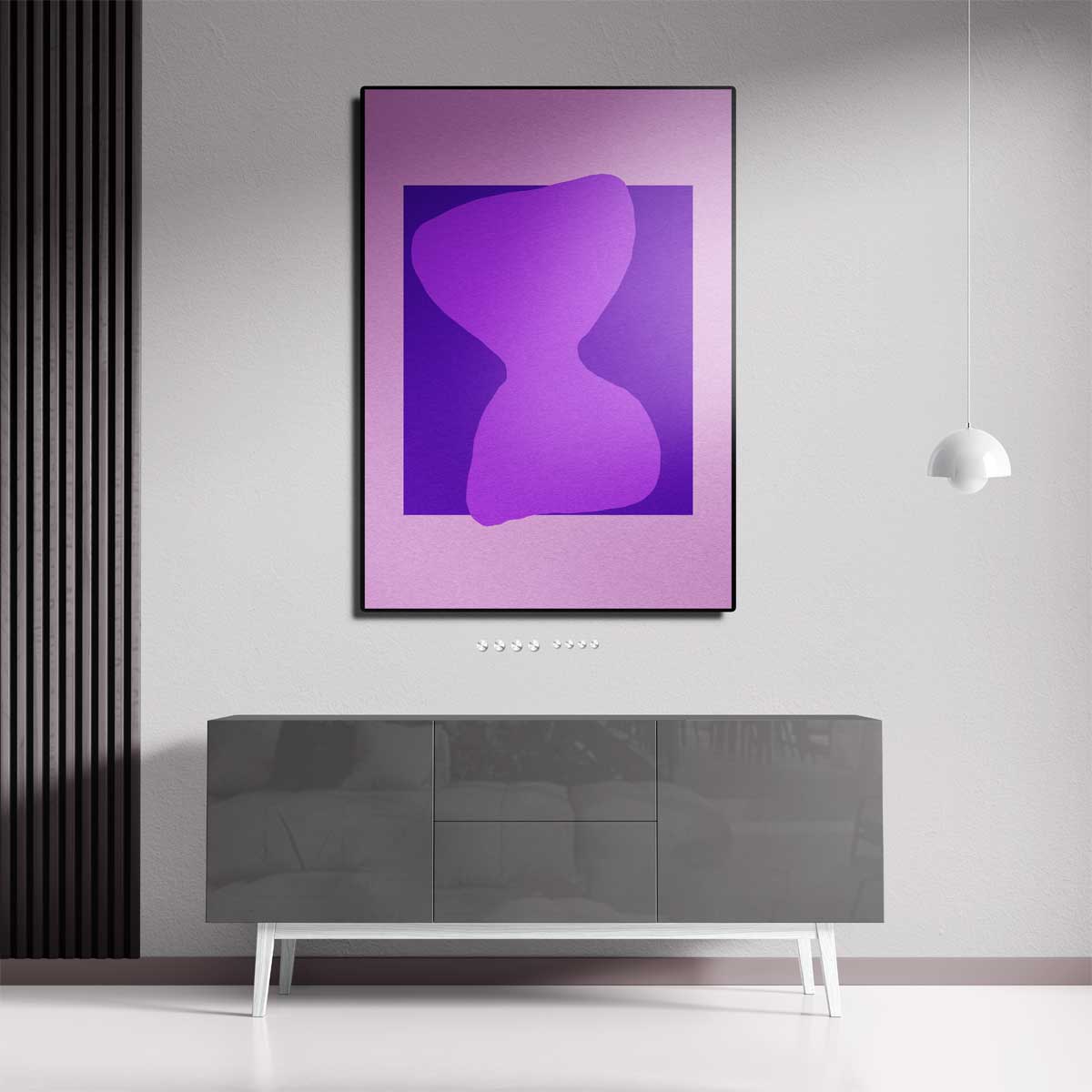Speelse Paarse Vormen Kunstwerk-canvas-dibond-plexiglas-wanddecoratie-WallArtistic