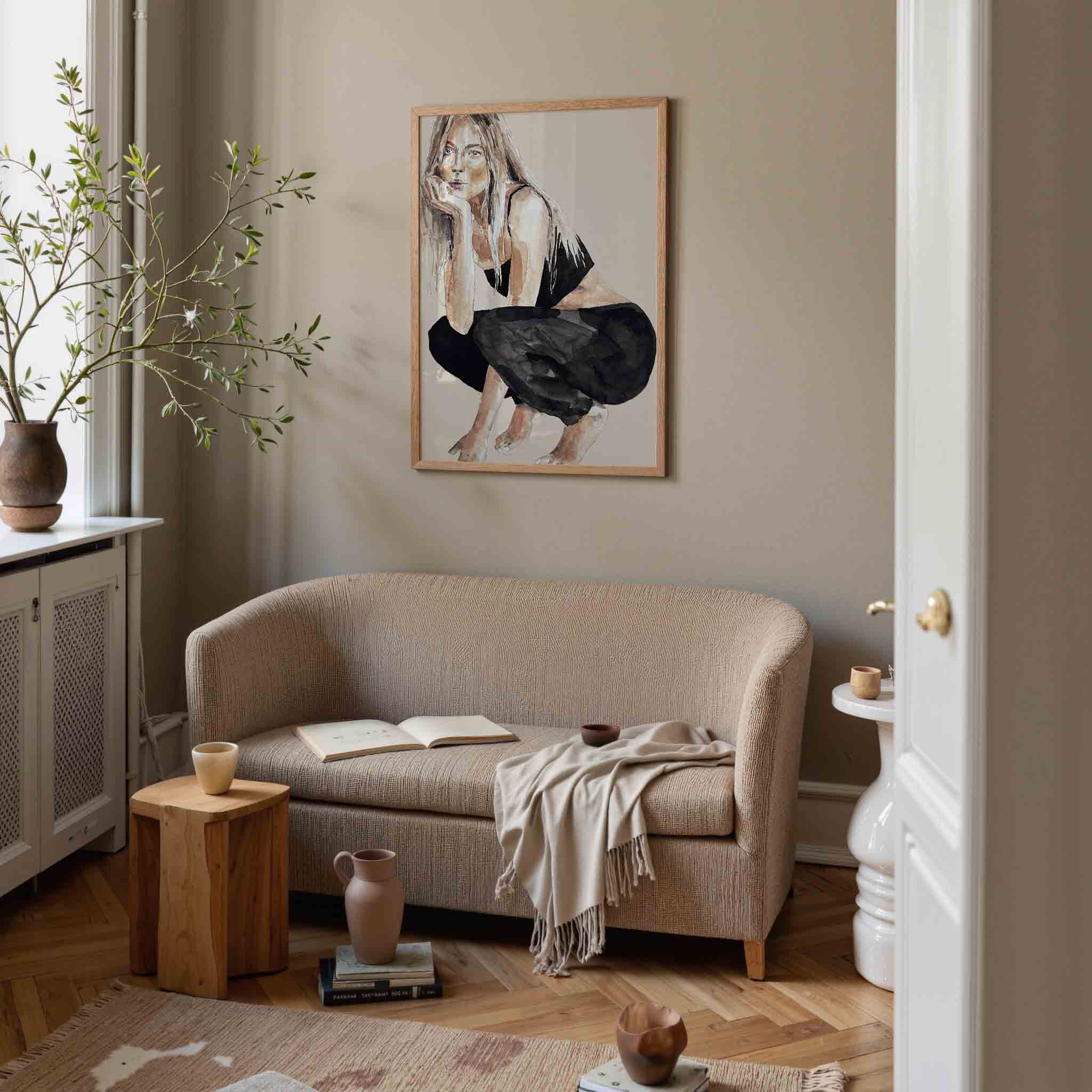 Vrouw in zwart wit Poster