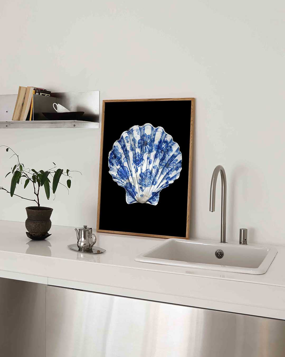 Blauwe schelp Poster