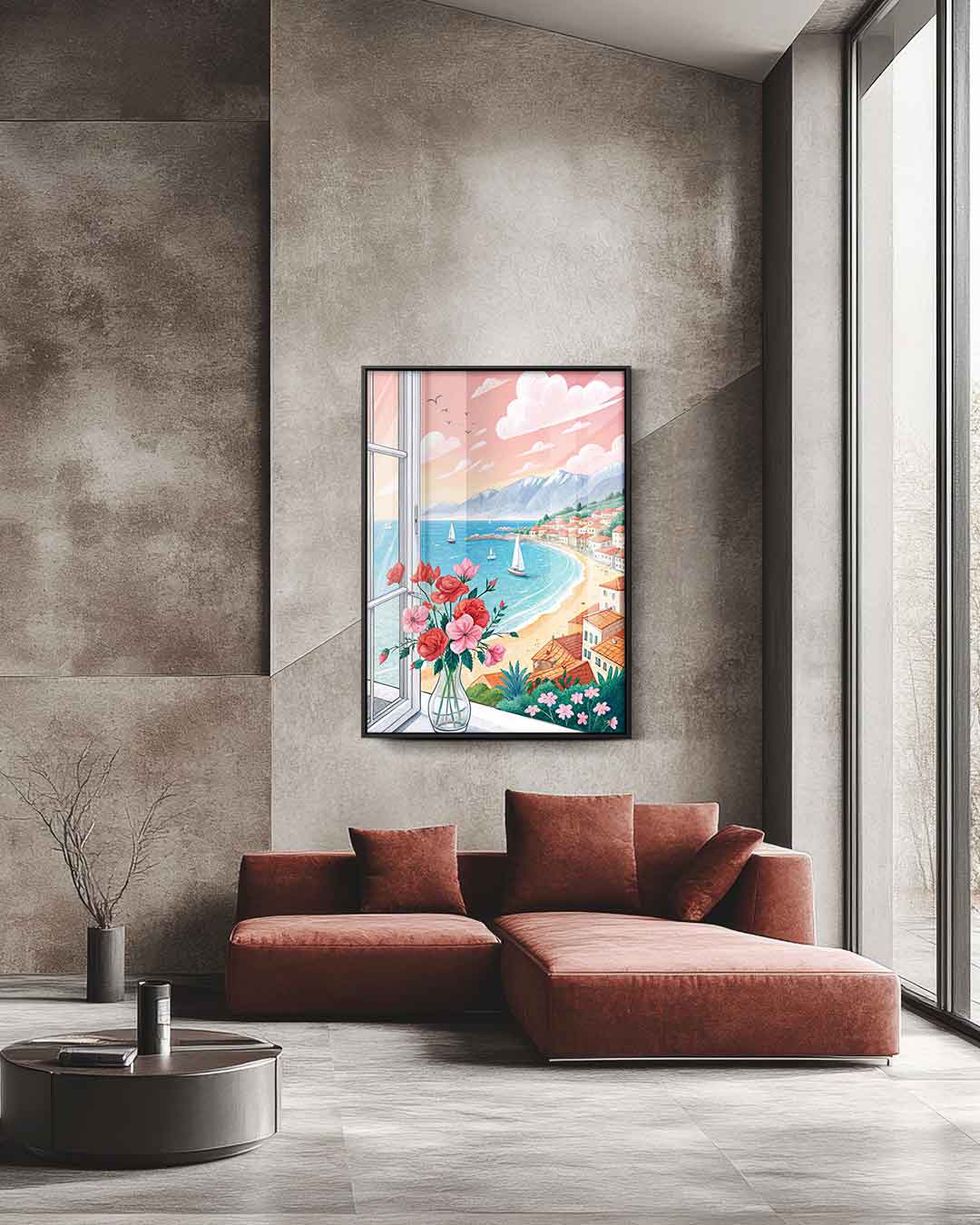 Uitzicht aan de Middellandse Zee Kunstwerk-canvas-dibond-plexiglas-wanddecoratie-WallArtistic