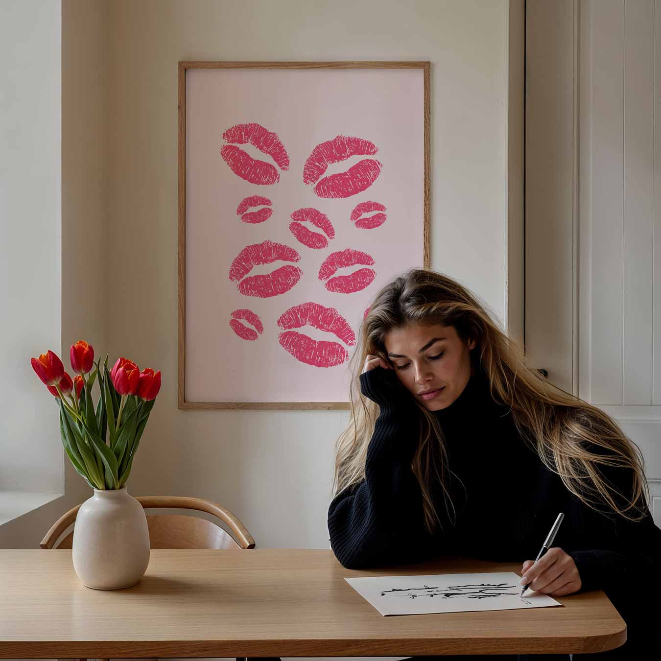 Speelse Lippenafdrukken Poster