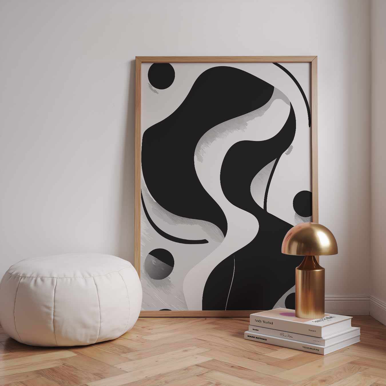 Moderne Abstracte Zwart-Wit Golfposter