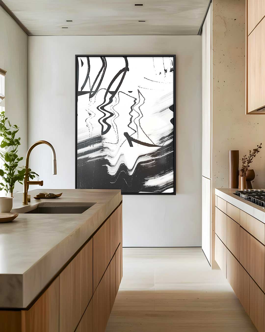 Modern Abstracte Zwart-Wit Print Kunstwerk-canvas-dibond-plexiglas-wanddecoratie-WallArtistic