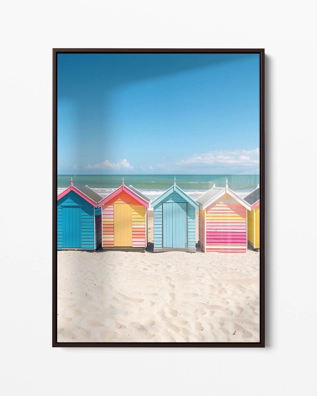 Kleurrijke Strandhuisjes Kunstwerk-canvas-dibond-plexiglas-wanddecoratie-WallArtistic