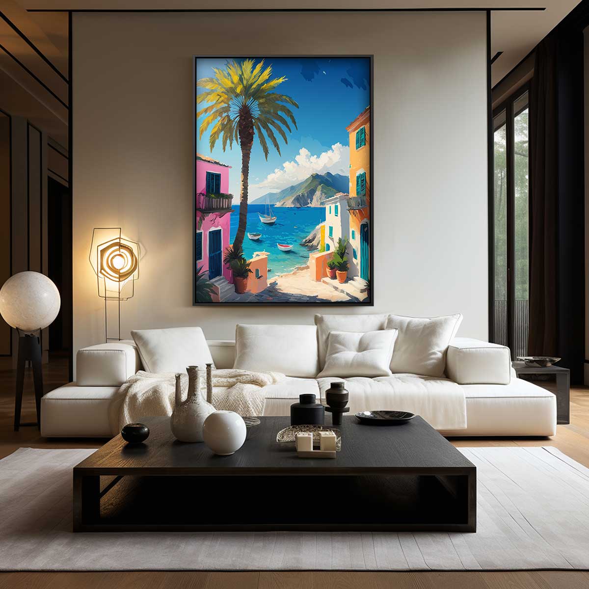Zonovergoten Mediterraans Dorp Kunstwerk-canvas-dibond-plexiglas-wanddecoratie-WallArtistic
