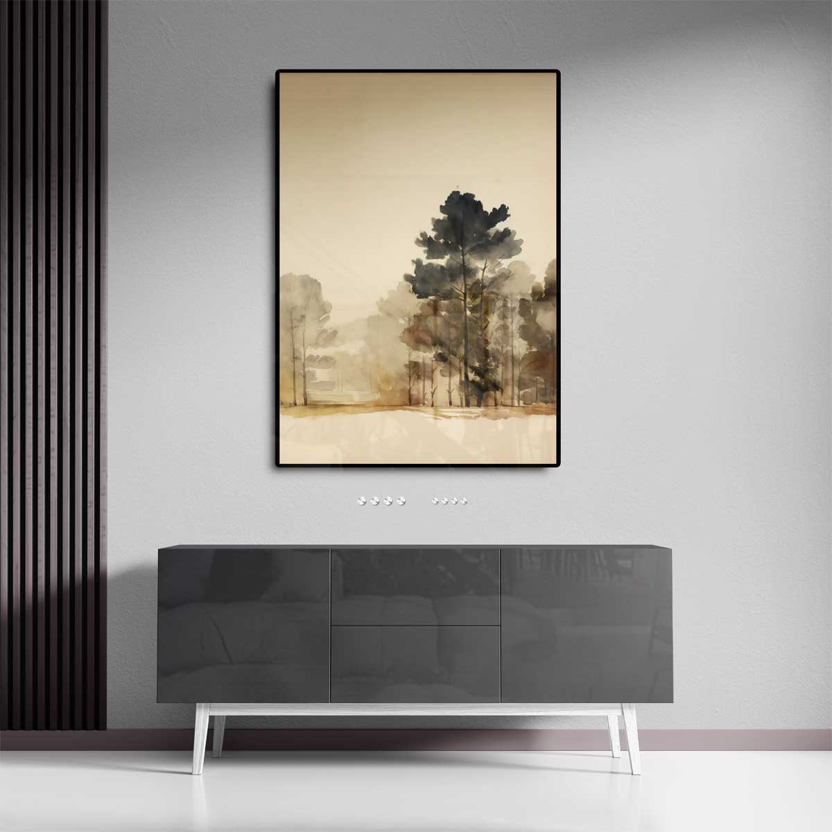 Serene Boslandschap in Waterverf Kunstwerk-canvas-dibond-plexiglas-wanddecoratie-WallArtistic