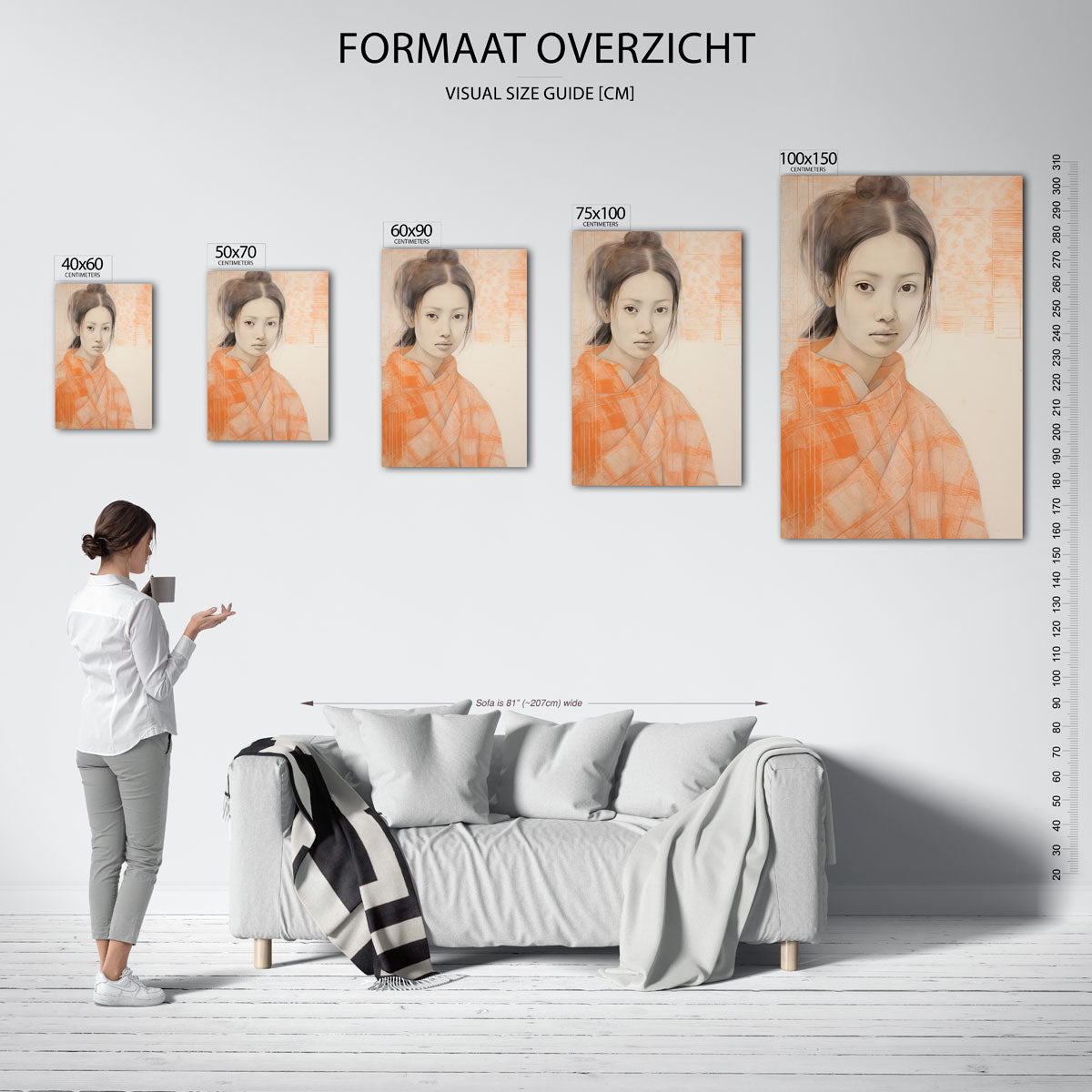 Portret met zachte lijnen Kunstwerk