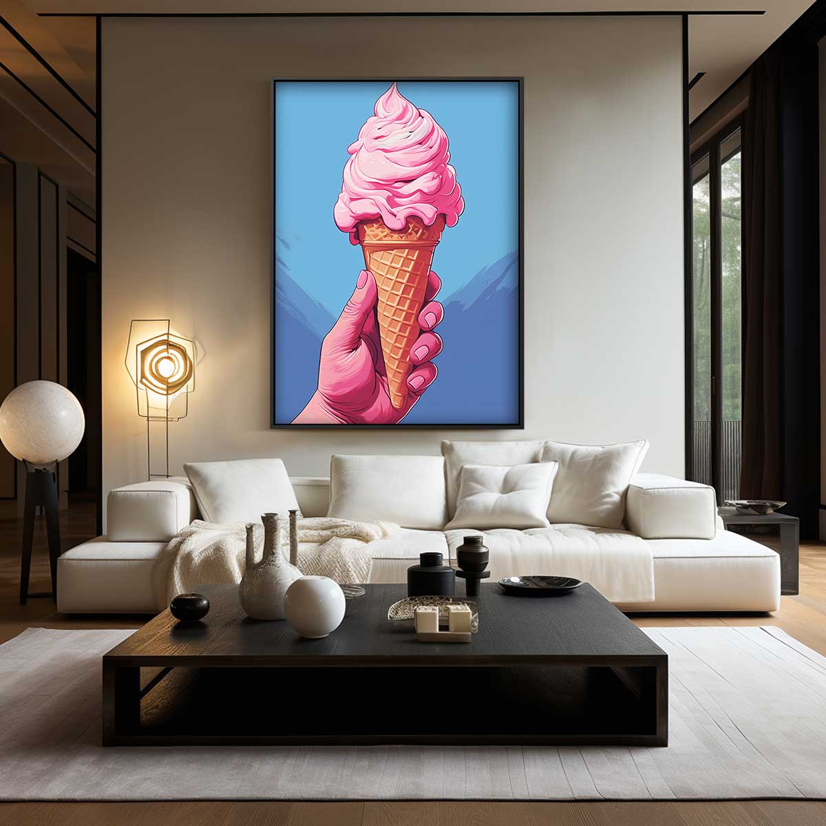 Roze IJshoorntje in de Zon Kunstwerk-canvas-dibond-plexiglas-wanddecoratie-WallArtistic
