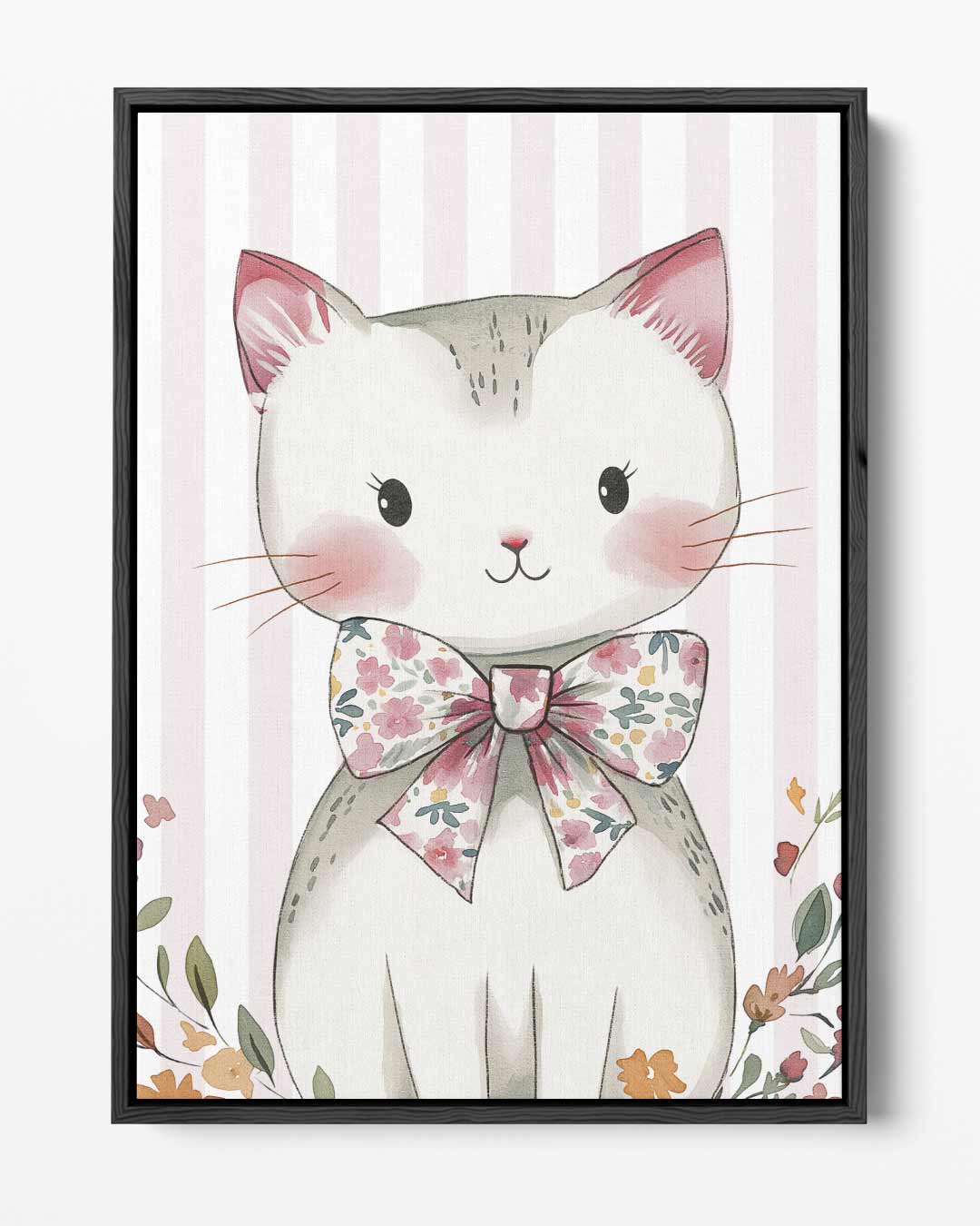 Schattige Kat Met Strik Kunstwerk-canvas-dibond-plexiglas-wanddecoratie-WallArtistic