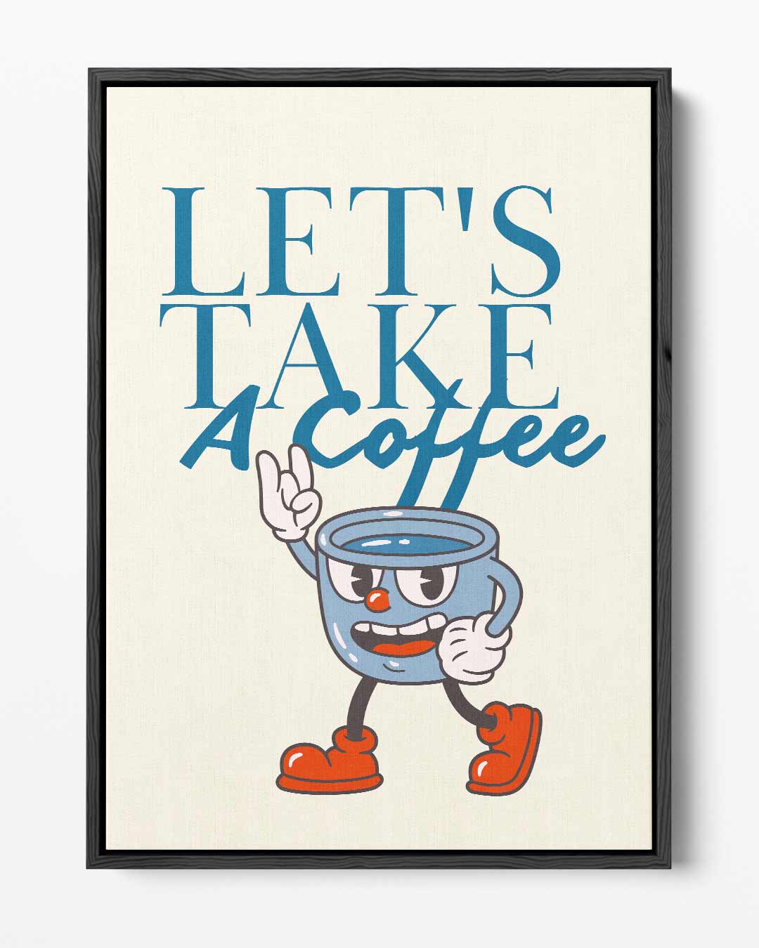 Vrolijke Koffie Mok Illustratie Kunstwerk-canvas-dibond-plexiglas-wanddecoratie-WallArtistic